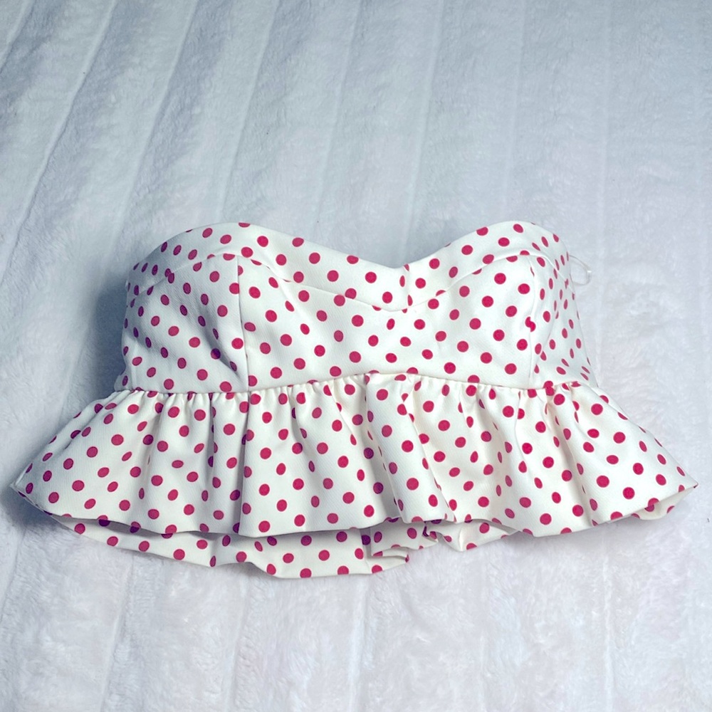 Brand new Zara sweetheart polka dot ruffle tube top
